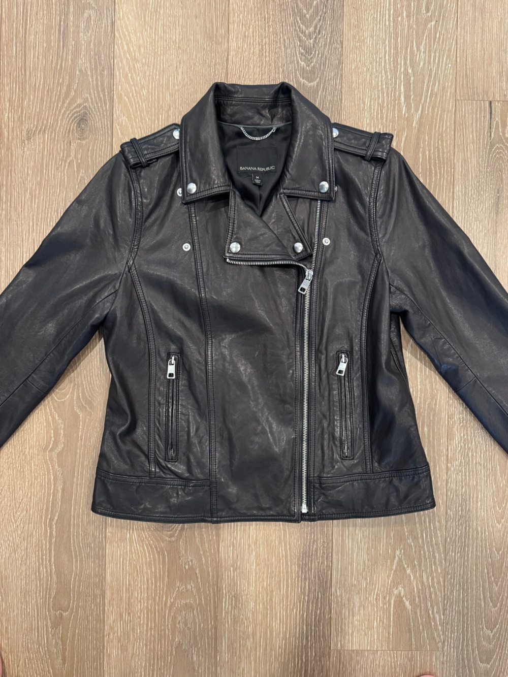 Banana Republic Black Leather Zip Moto Jacket